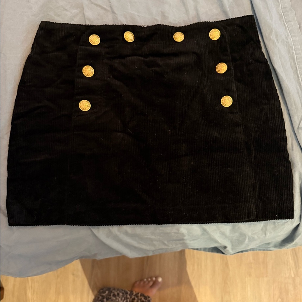 Sezane Black and Gold Mini Pencil Skirt